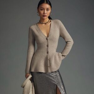 Maeve Cream hourglass Button-Up Cardigan